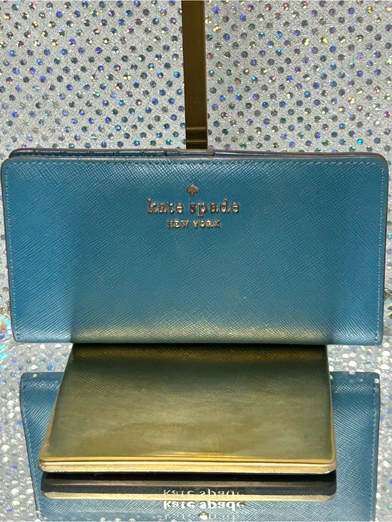 kate spade Handbags - kate spade Teal Saffiano Leather Zip Wallet w/Gold Logo Approx. 6.5 x 3.5